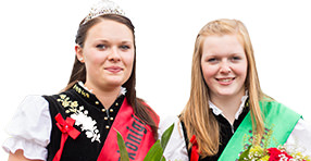 Johanna I. und Angelika, Rosenkönigin und -Prinzessin 2014/2015 im Rosendorf Nöggenschwiel